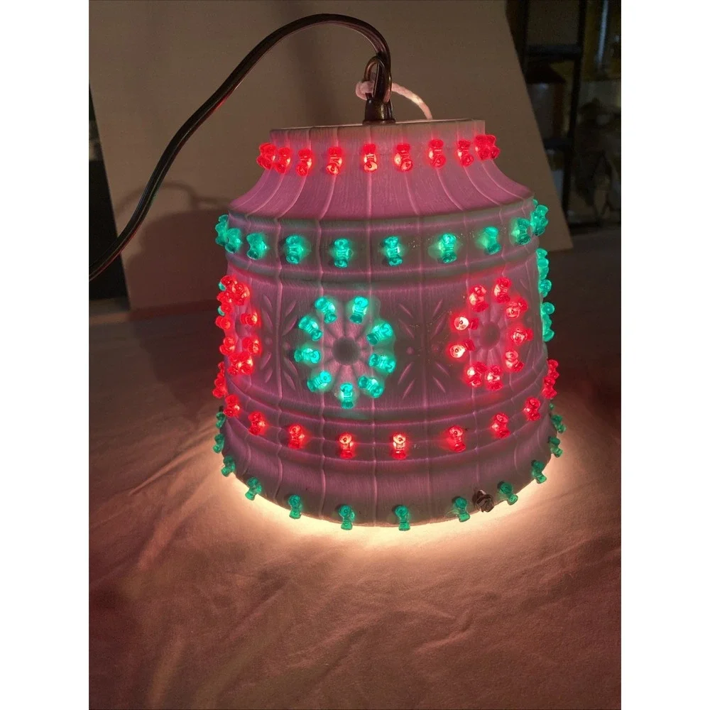 Vintage Lawnware Hanging Patio Bar Deck Camping Light White Beaded Made U.S.A